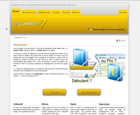 Site web phpdesigner.fr 2011
