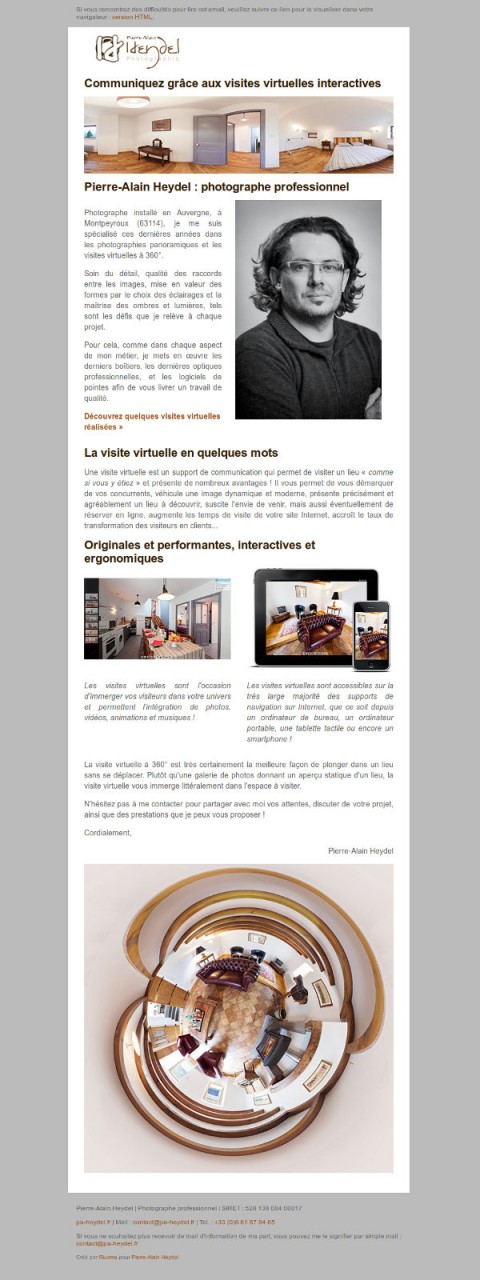 Mail HTML visites virtuelles Pierre-Alain Heydel