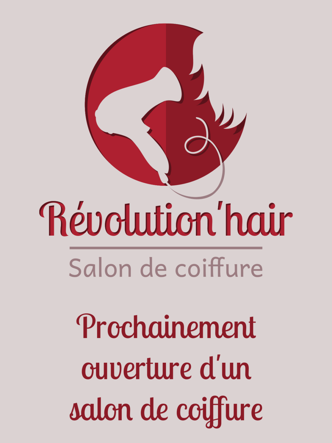 Panneau annonce ouverture salon Révolution'hair