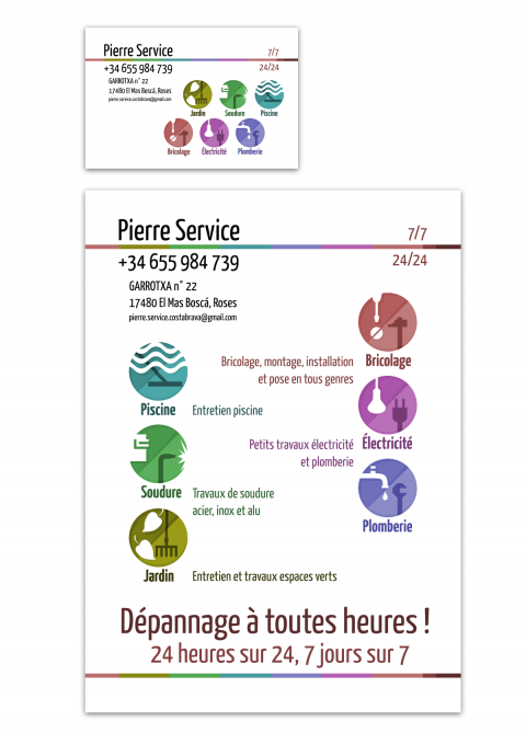 Maquette carte de visite et flyer Pierre Service